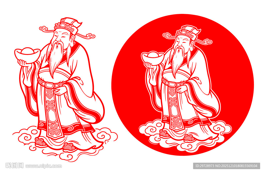 传统福禄寿剪纸形象