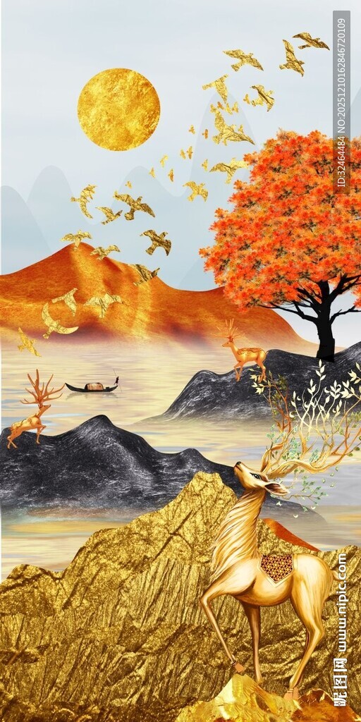 金山发财鹿玄关