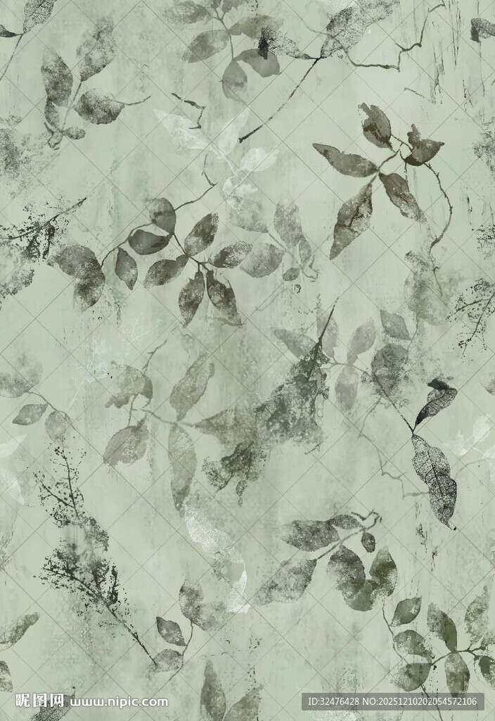 浅绿底枝叶花纹图案