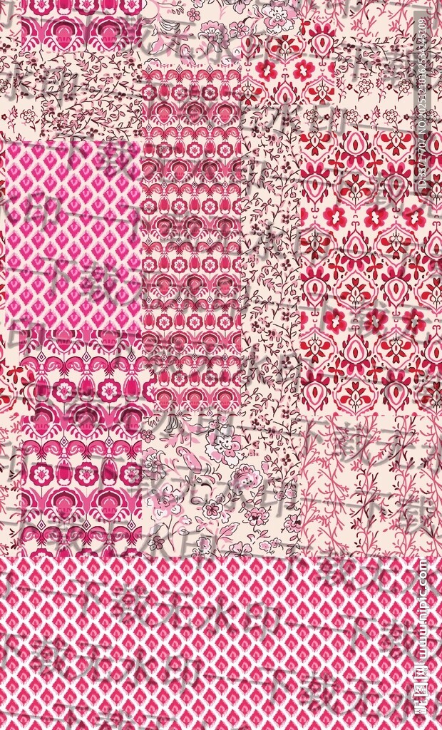 粉色系几何图案拼接