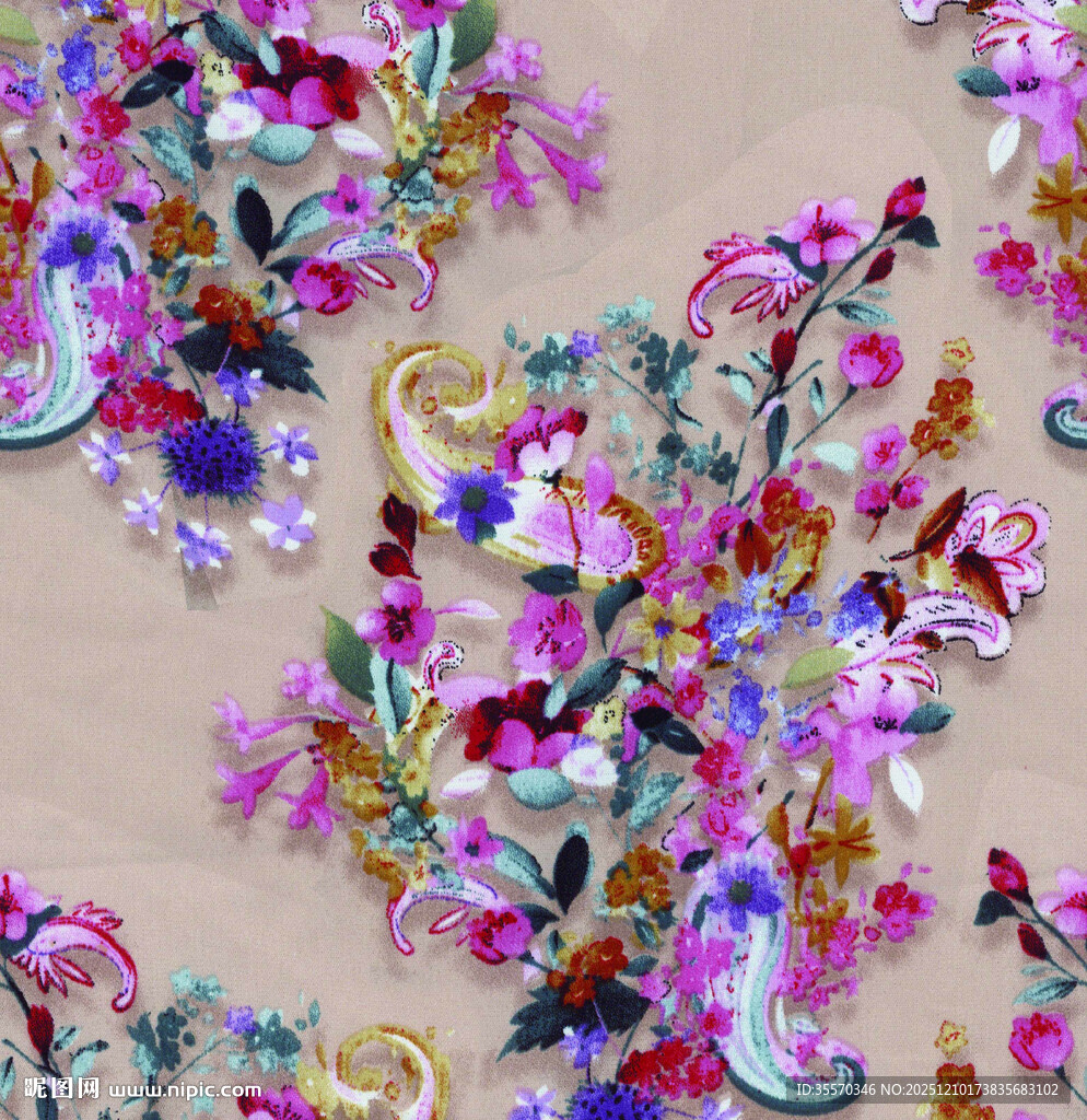 多彩花卉刺绣图案设计