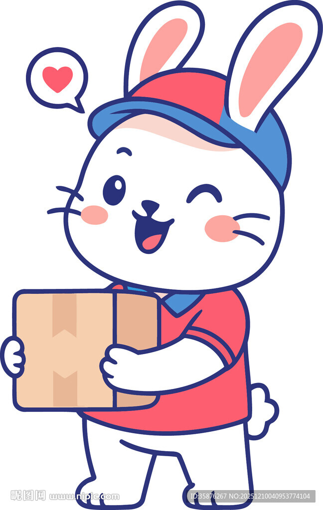 快递兔形象搬运包裹