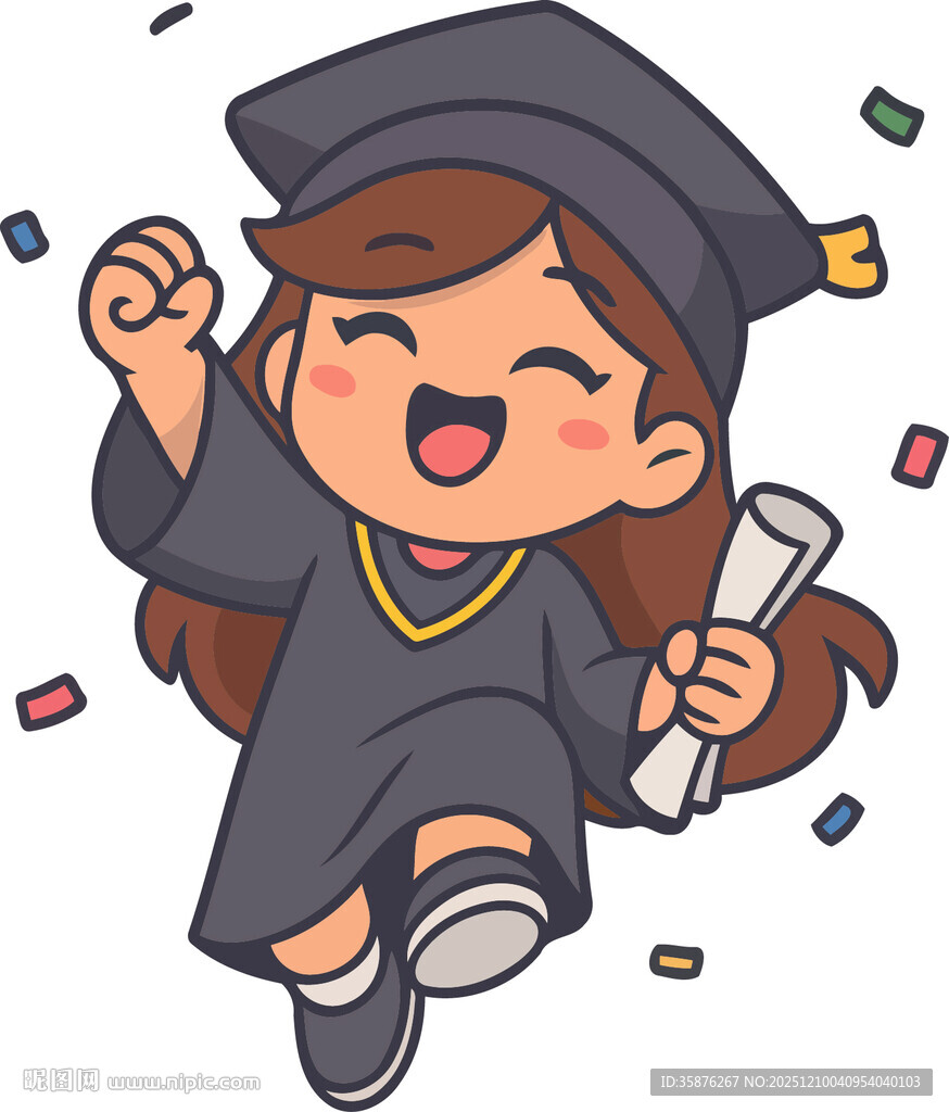 欢呼的毕业女孩