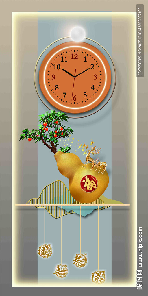 中式风挂钟与装饰摆件