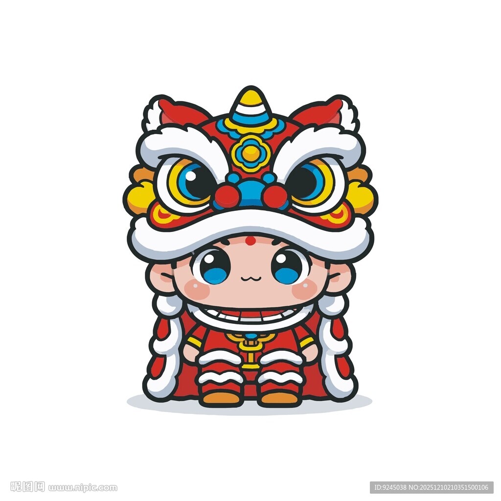 可爱舞狮卡通形象