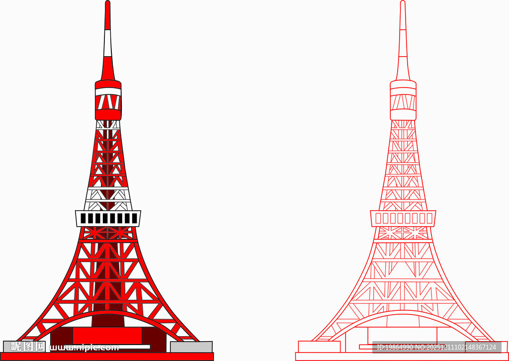 东京塔模型 红白经典造型