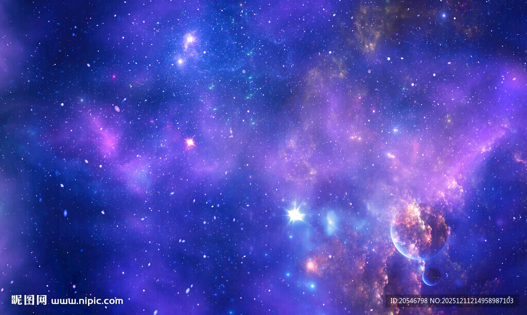 紫色宇宙星空星云背景图