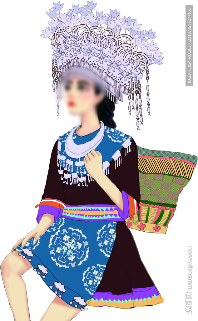 苗族女子背篓装扮形象