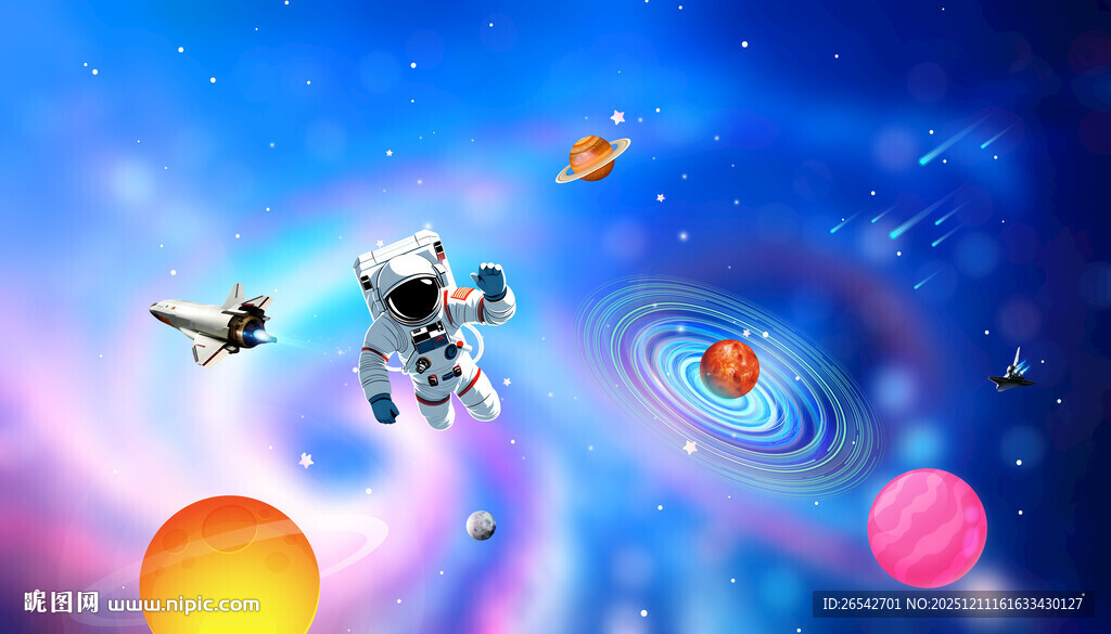 宇航员在宇宙中探索星球