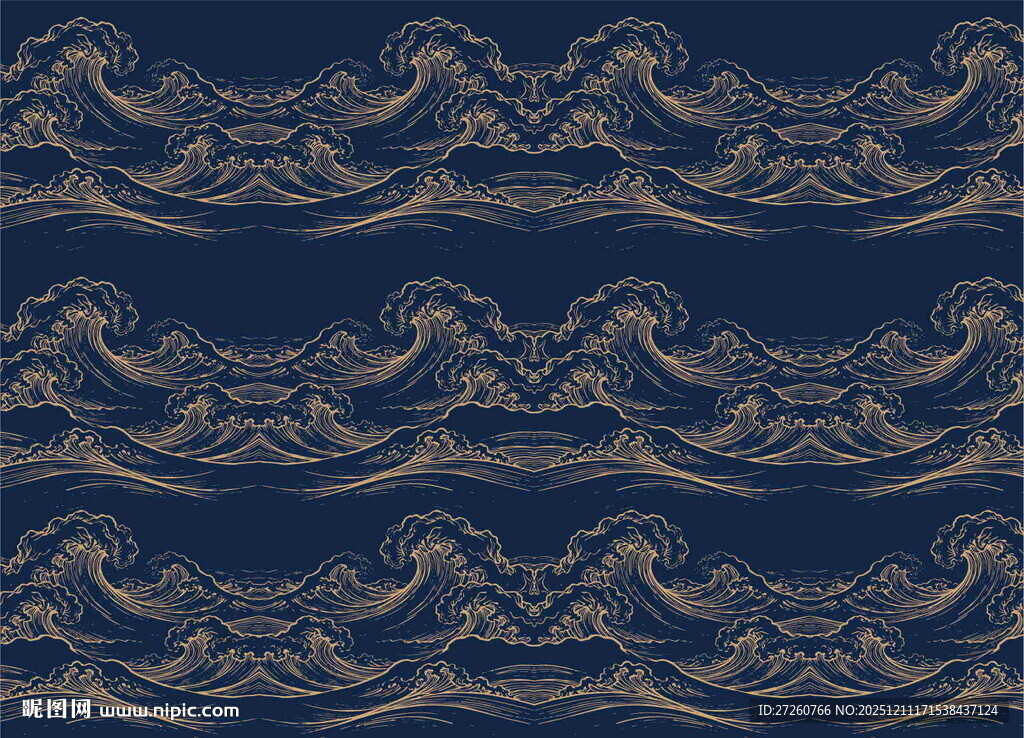 中式海浪纹传统图案设计