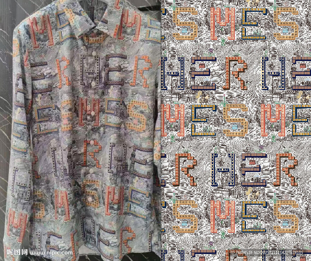 多彩立体字母图案设计