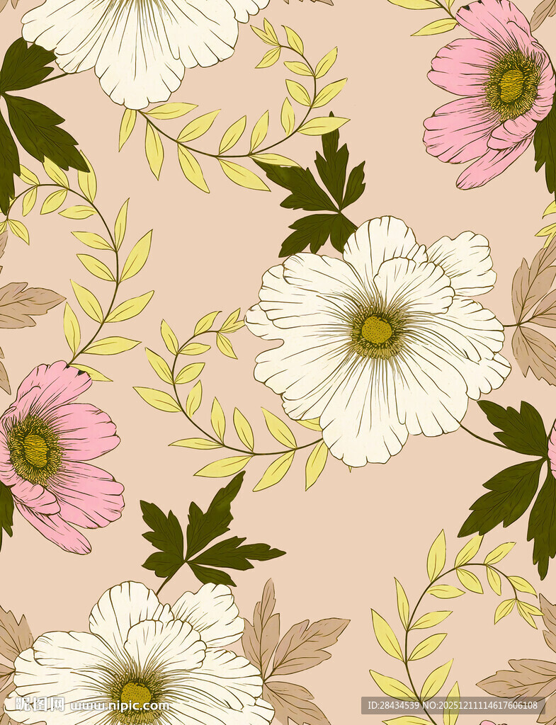 花卉图案背景清新柔美