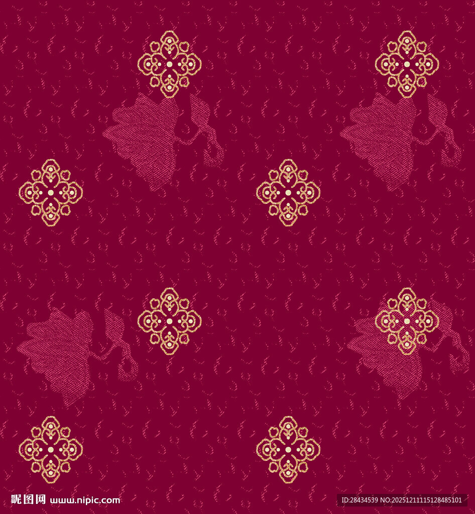 复古深红底金色花纹图案
