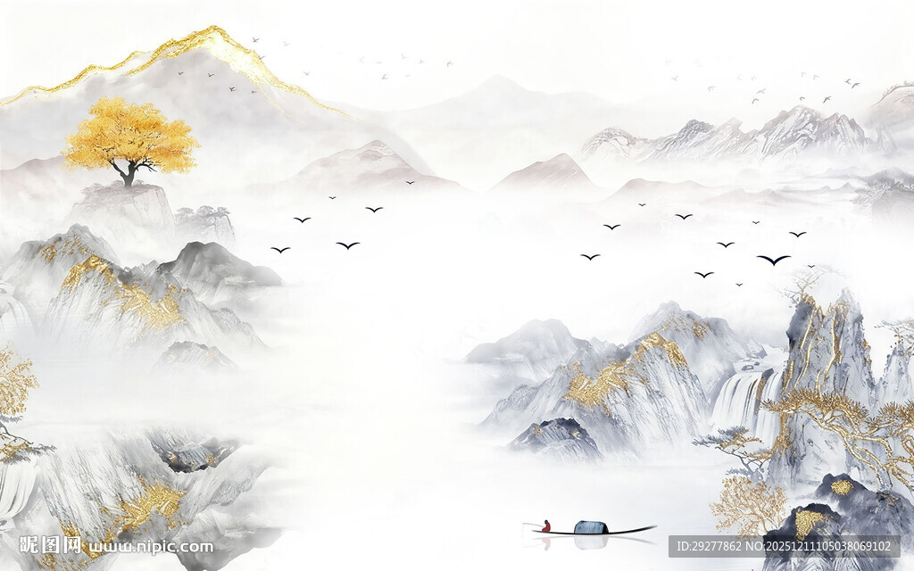 中式 现代高清山水 TIF分层