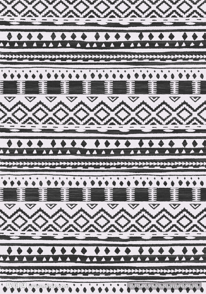 黑白几何民族风图案纹理