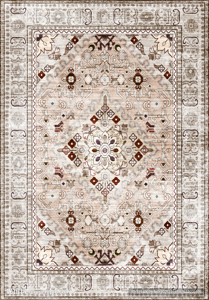 复古风几何图案地毯