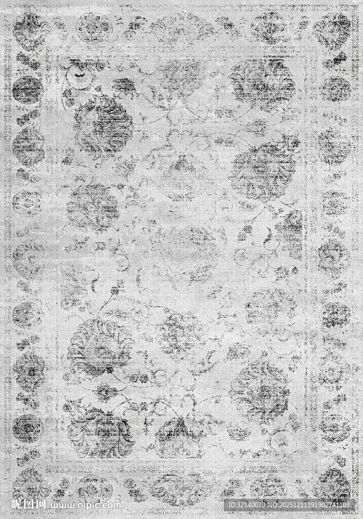 复古风灰色花纹地毯图案