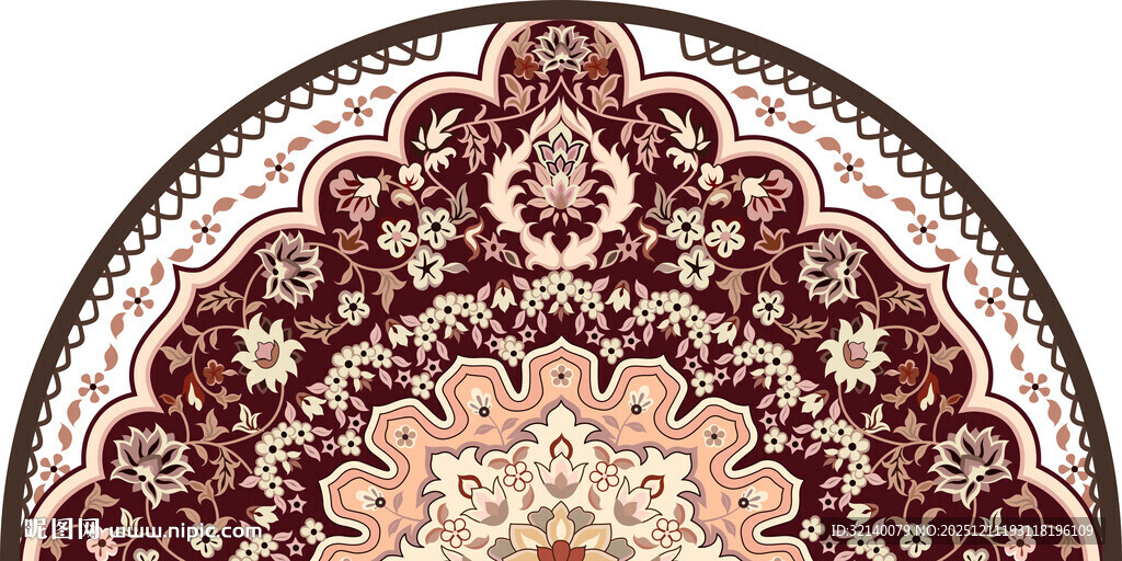 复古花纹圆形装饰图案