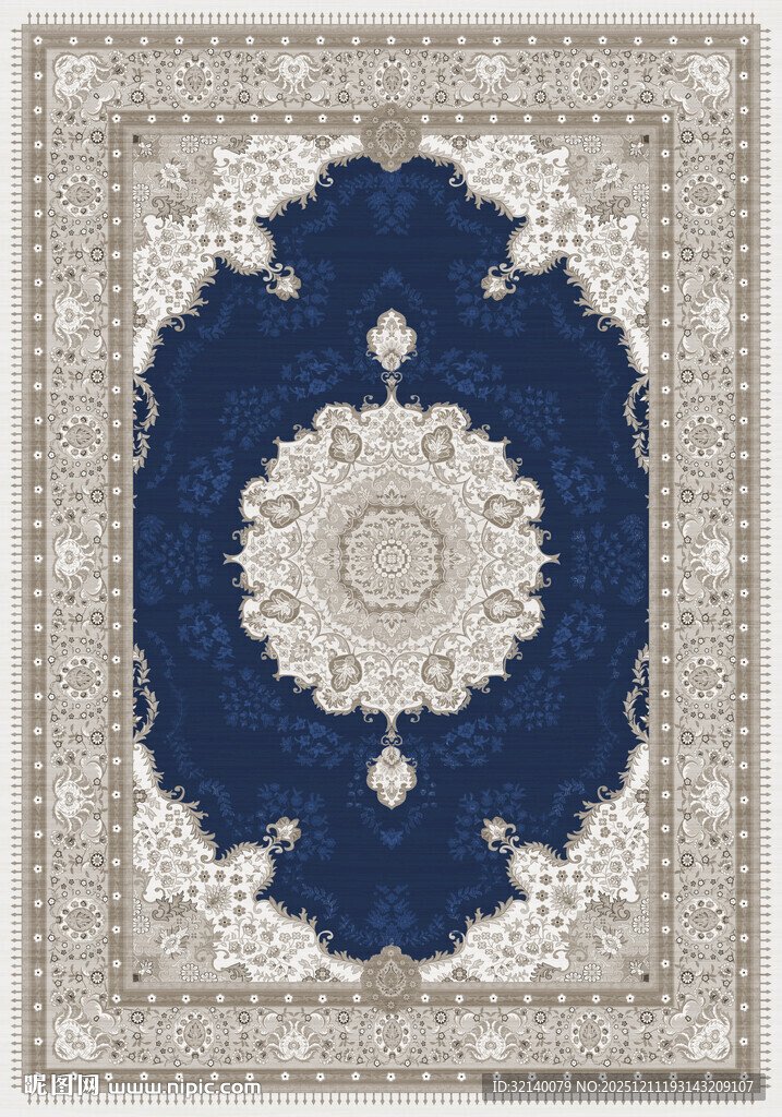 蓝白花纹精美地毯图案