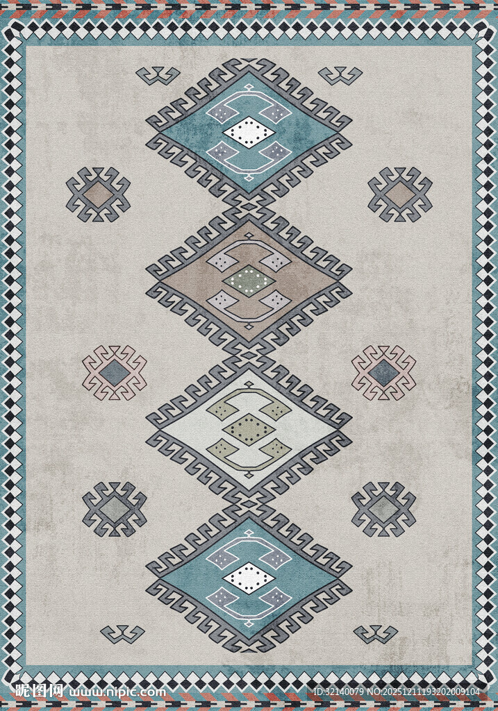 几何图案民族风地毯设计