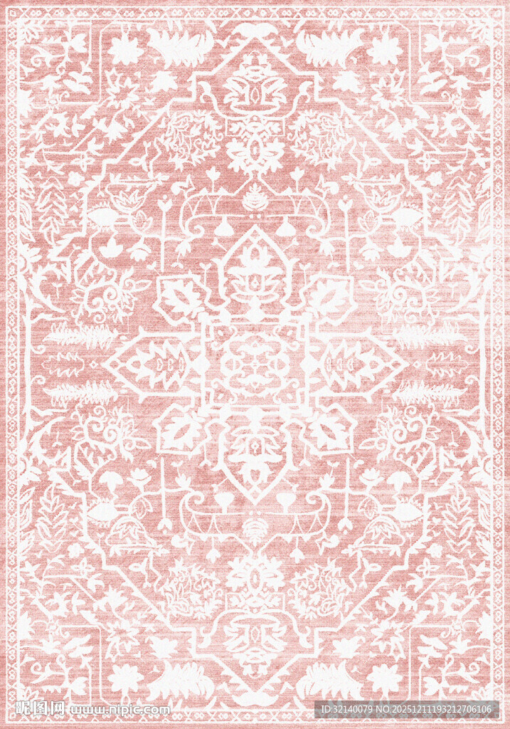 粉色复古花纹地毯图案