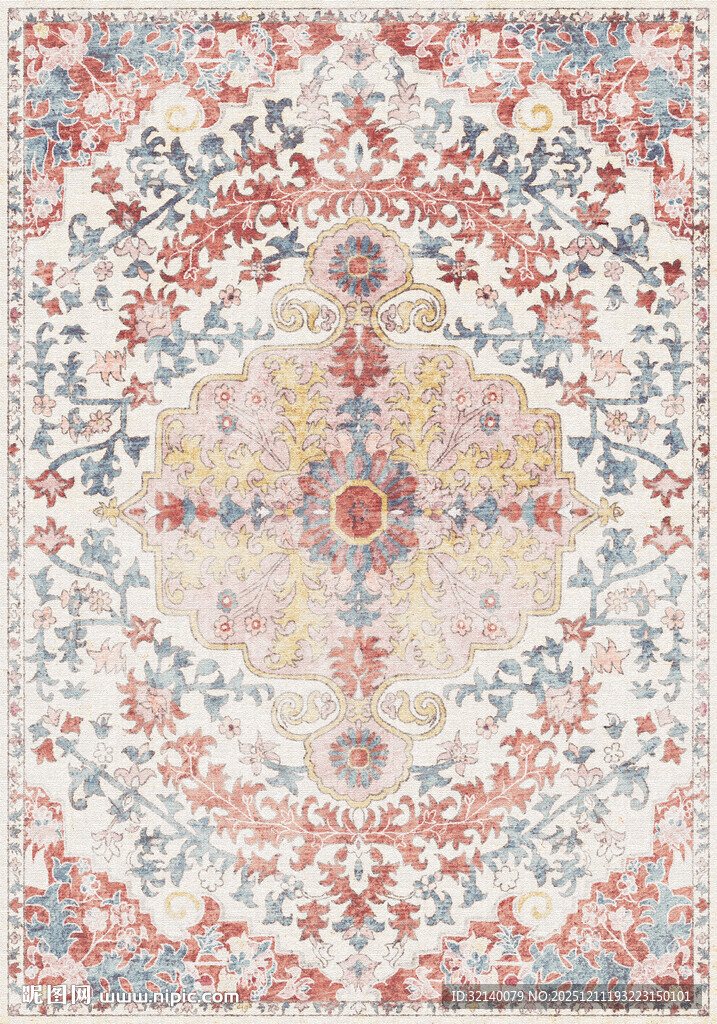 复古风几何图案地毯