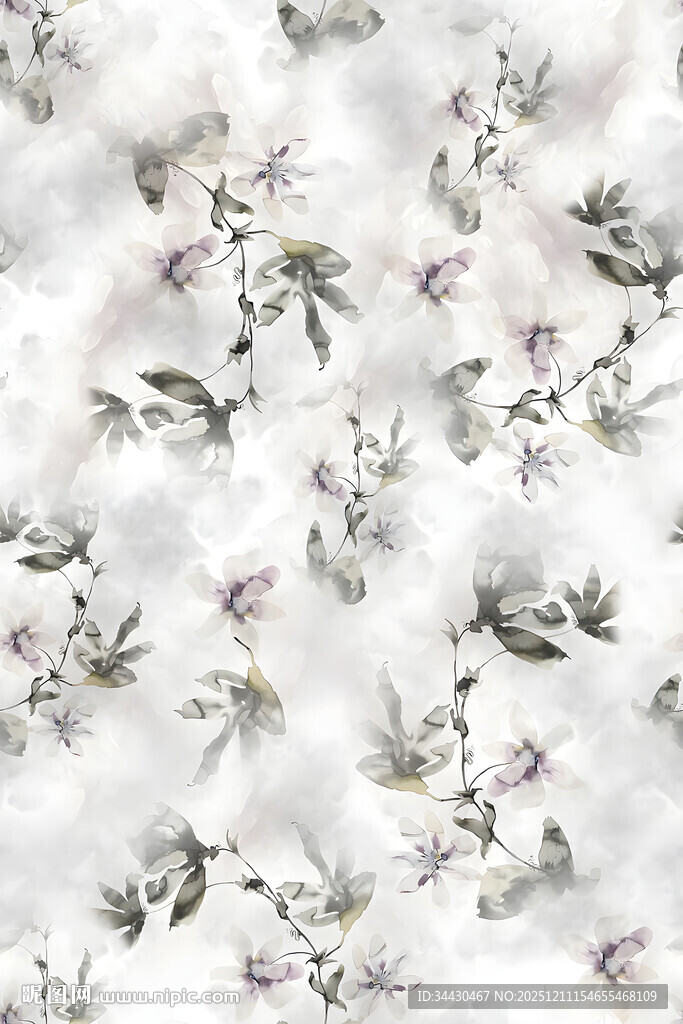 淡雅花卉图案布料纹理