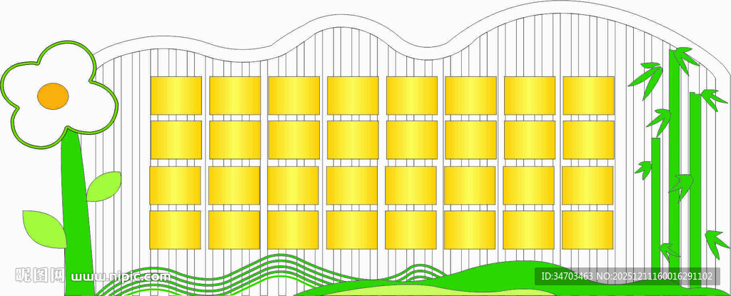 卡通风格的绿植与建筑画面