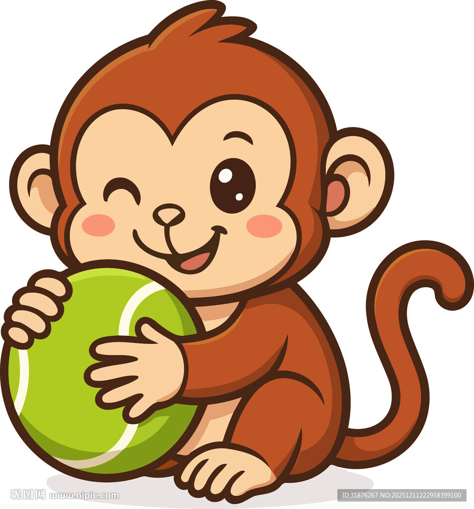 可爱小猴抱绿球