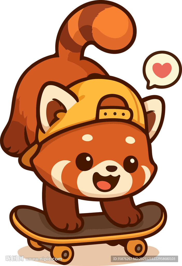 小浣熊玩滑板的可爱瞬间