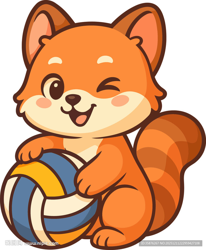 可爱小松鼠抱彩色球