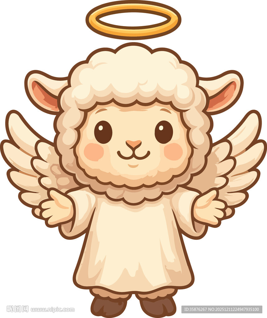 天使小羊形象插画
