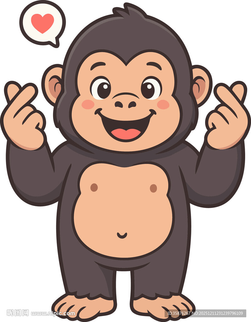 可爱小猴比心