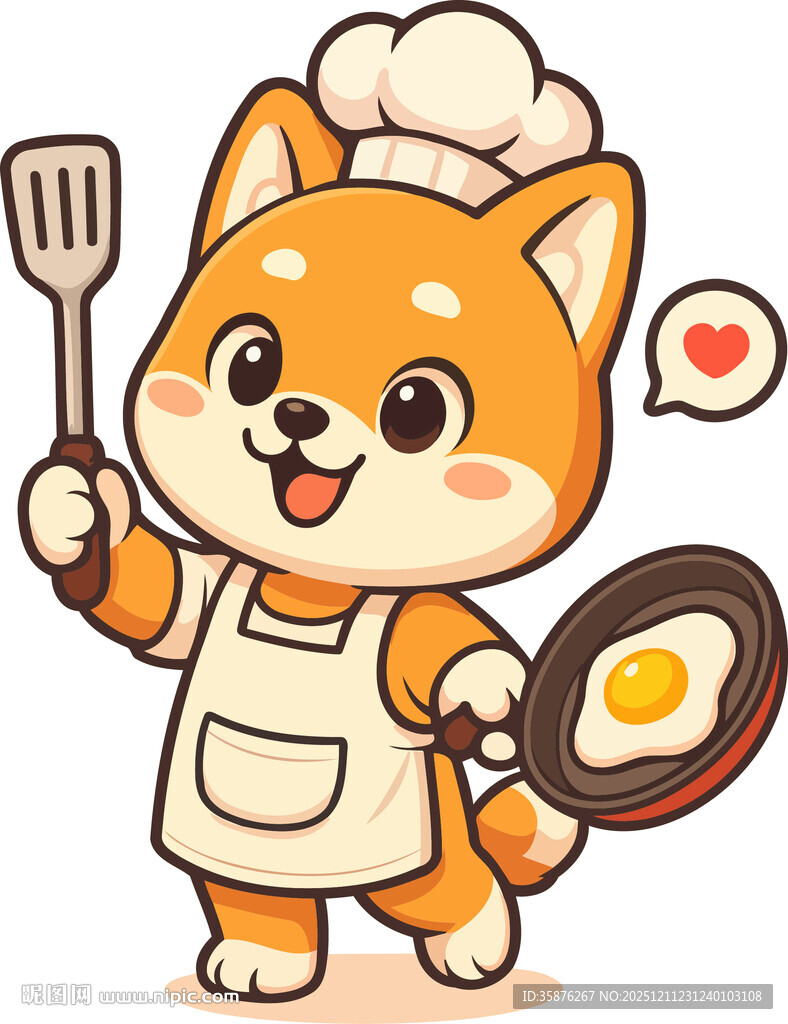 柴犬大厨煎蛋萌趣瞬间