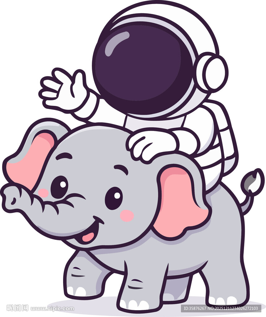 宇航员与小象的温馨画面