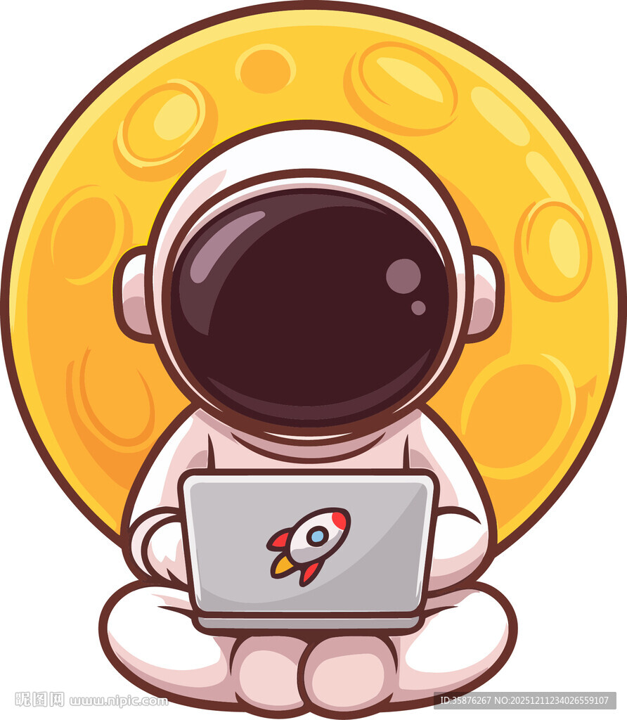 太空宇航员使用笔记本电脑