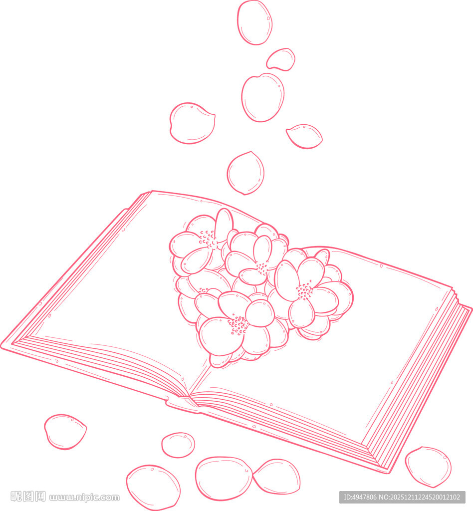 翻开书本 爱心泡泡飘出 矢量图