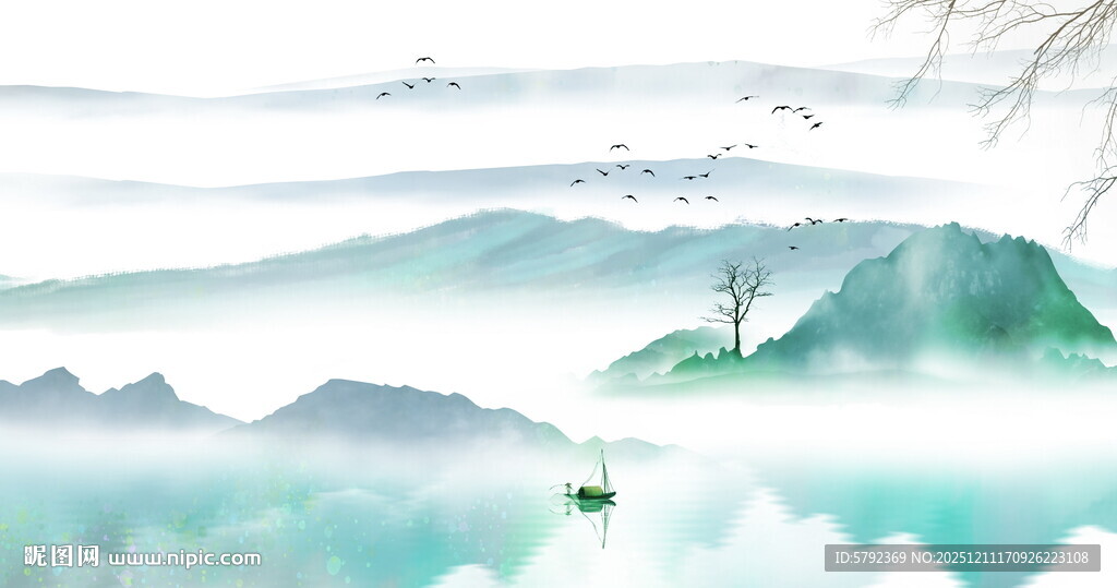 禅意水墨山水画