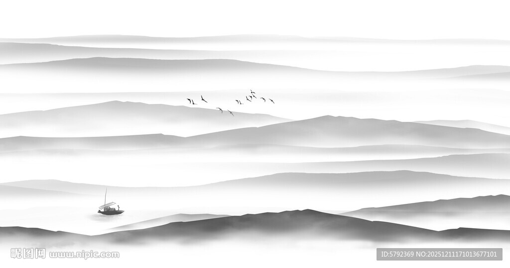 新中式水墨山水画