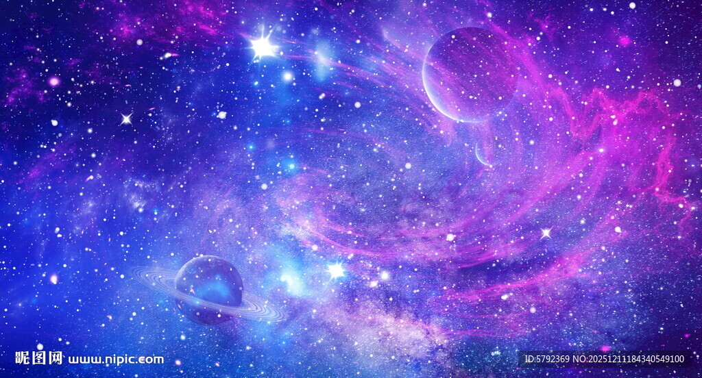 紫色宇宙星空星云背景图