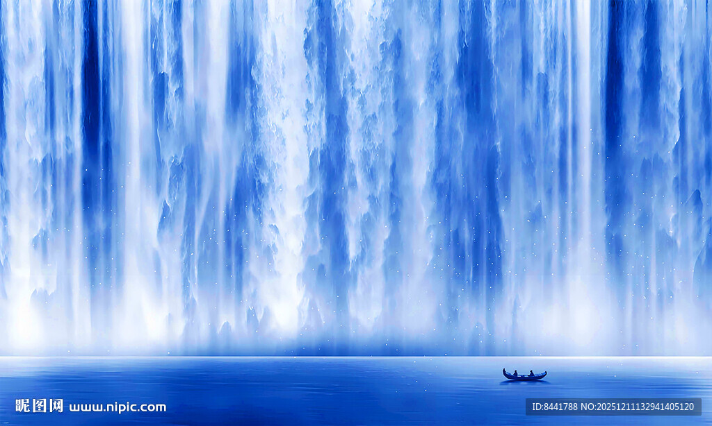 梦幻蓝色瀑布景观