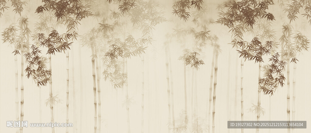 灯箱新中式水墨竹子