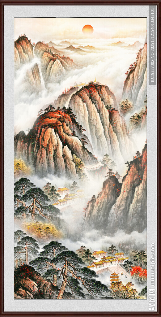 泰山国画泰山日出