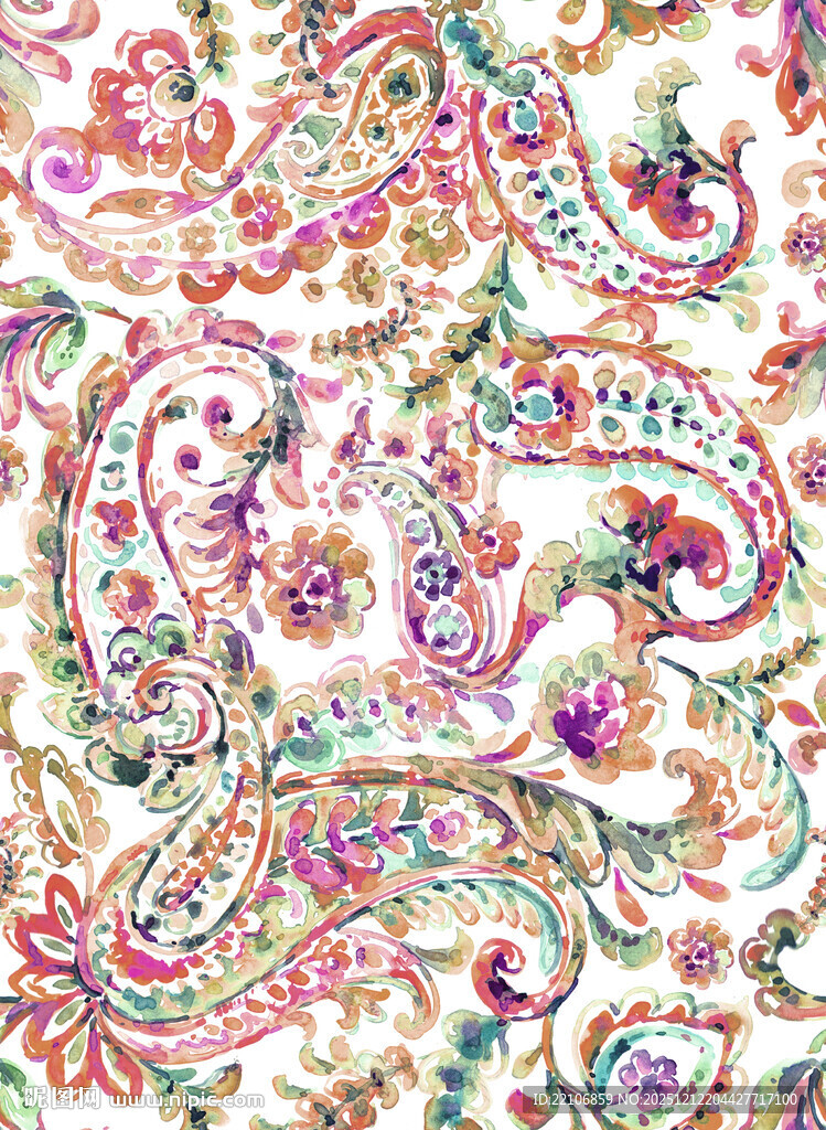 多彩佩斯利花纹图案