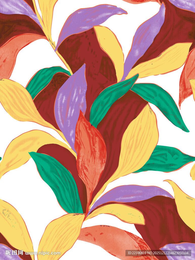多彩叶片艺术图案