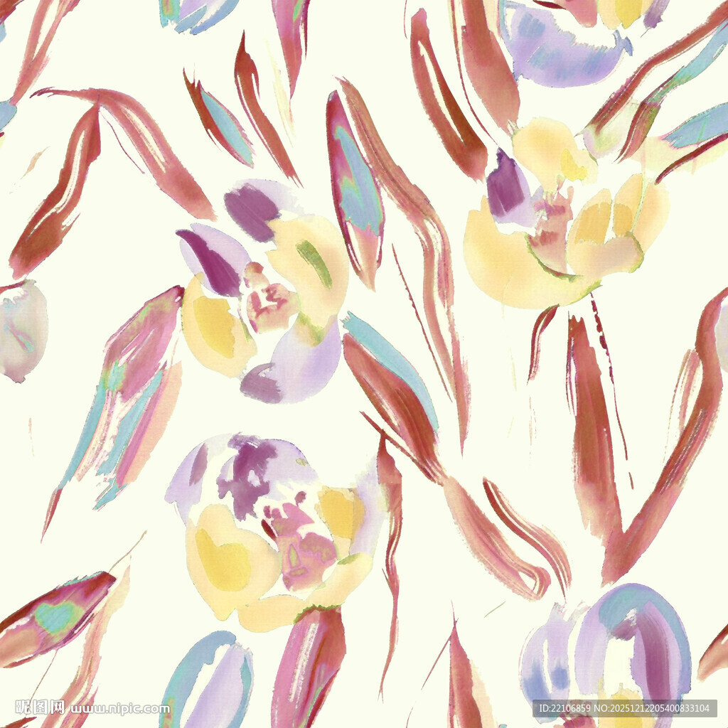 水彩花卉图案纹理背景