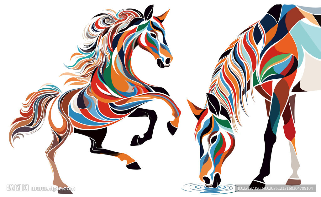 彩色骏马图