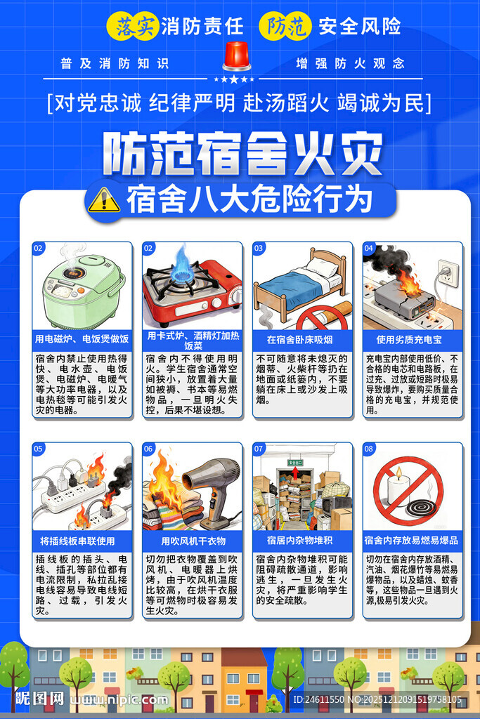 学校宿舍消防安全知识海报