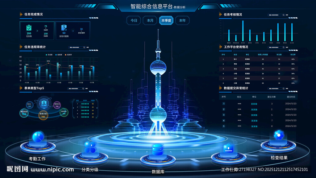 科技感数据可视化操作界面图片