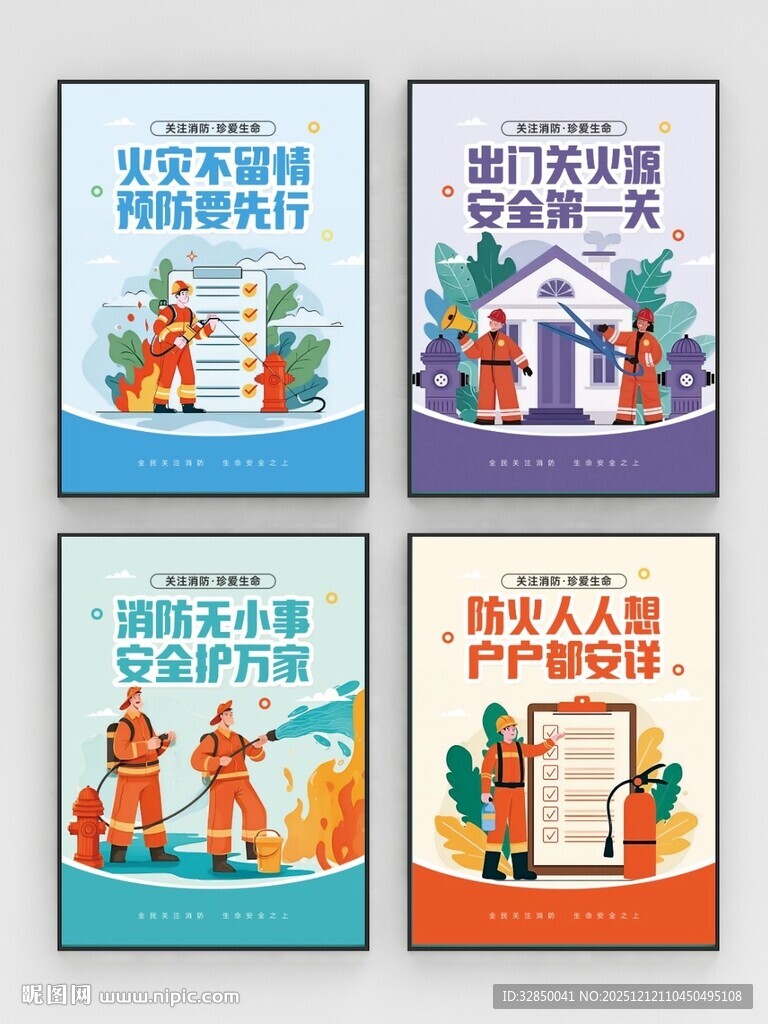 关注消防安全宣传系列海报